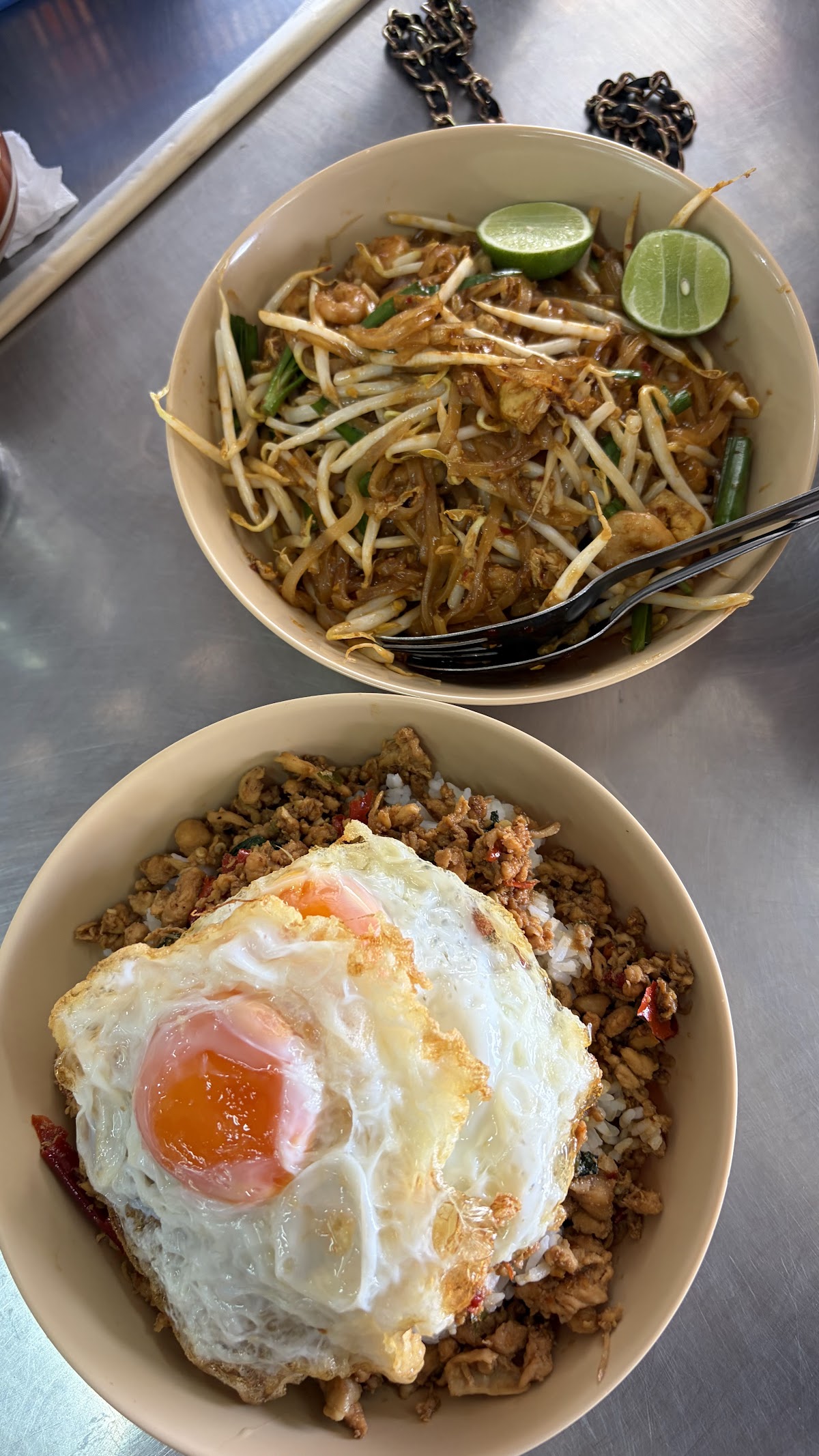 Pad Thai and Pad Krapow dishes